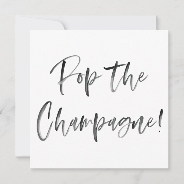 Pop Der Champagner Modernes Kalligraphie-Brautpart Einladung (Vorderseite)