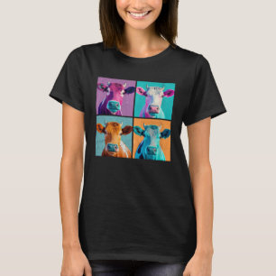 Pop der Kuh Illustration Farbige Tierfrauen Männer T-Shirt