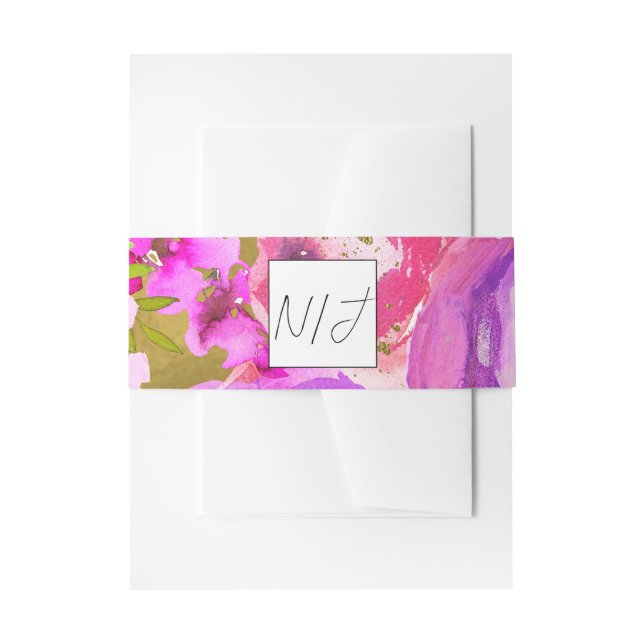 Pop der rosa und Lila, lebhaften Blumenhochzeit Einladungsbanderole (Vorderseite Beispiel)
