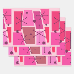Pop des Atomzeitalters Art Hot Pink Geschenkpapier Set
