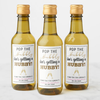Pop des Bubbly Brunch-Brautparty Weinetikett