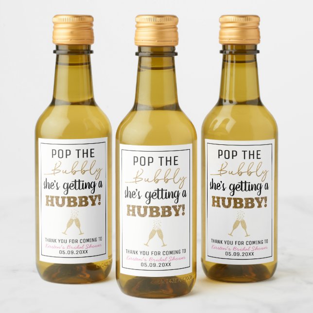 Pop des Bubbly Brunch-Brautparty Weinetikett (Flaschen)