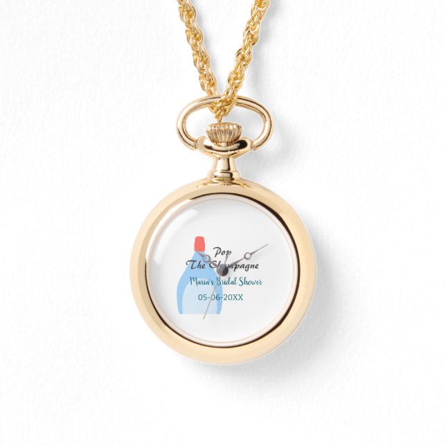 Pop des Champagner-blauen Brautparty Name Datum hi Armbanduhr (Vorderseite)