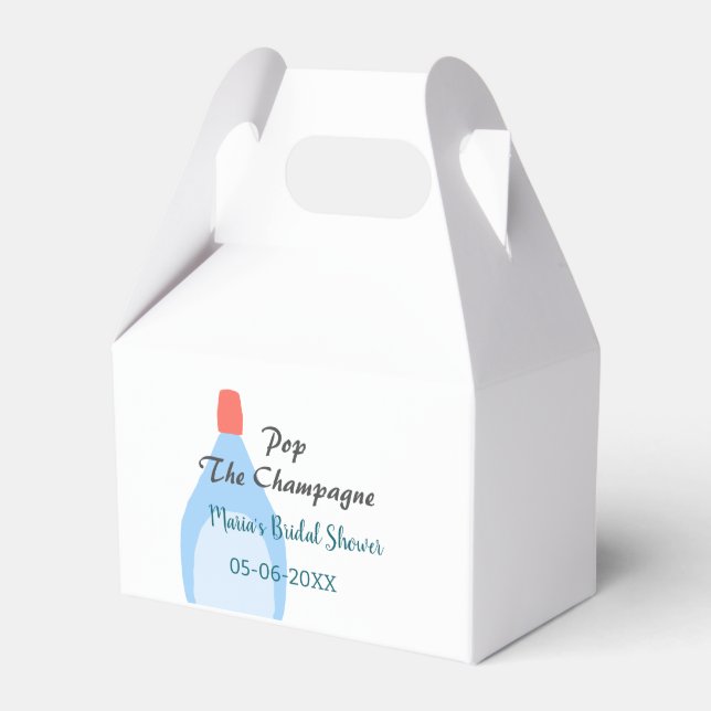 Pop des Champagner-blauen Brautparty Name Datum hi Geschenkschachtel (Vorderseite)