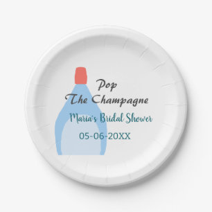 Pop des Champagner-blauen Brautparty Name Datum hi Pappteller