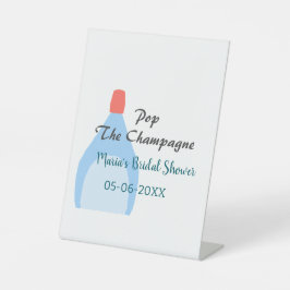 Pop des Champagner-blauen Brautparty Name Datum hi Sockelschild