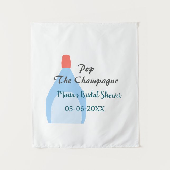 Pop des Champagner-blauen Brautparty Name Datum hi Wandteppich (Vorderseite)