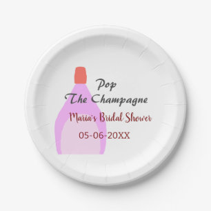Pop des Champagner-Rosa Brautparty Name Datum hinz Pappteller