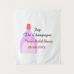 Pop des Champagner-Rosa Brautparty Name Datum hinz Wandteppich