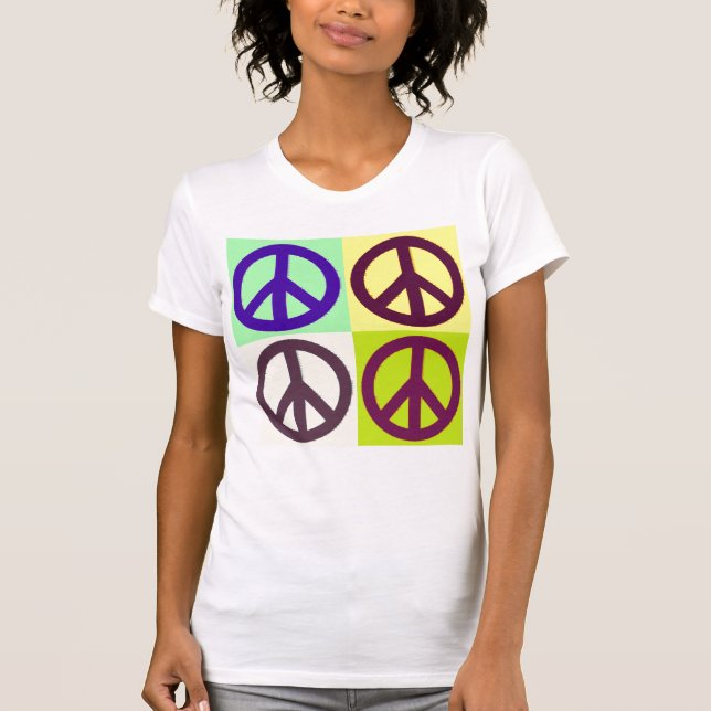 Pop des Peace Sign Symbol Art T-Shirt (Vorderseite)