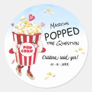 Pop Die Frage Popcorn-Verlobung Runder Aufkleber