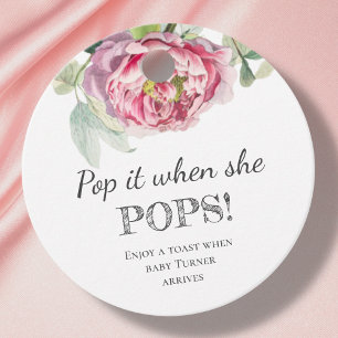 Pop es!   Baby Dusche Champagne Geschenkanhänger