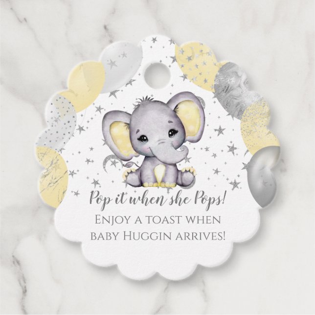 Pop es, wenn sie Elephant Baby Dusche Pop Geschenkanhänger (Vorderseite)