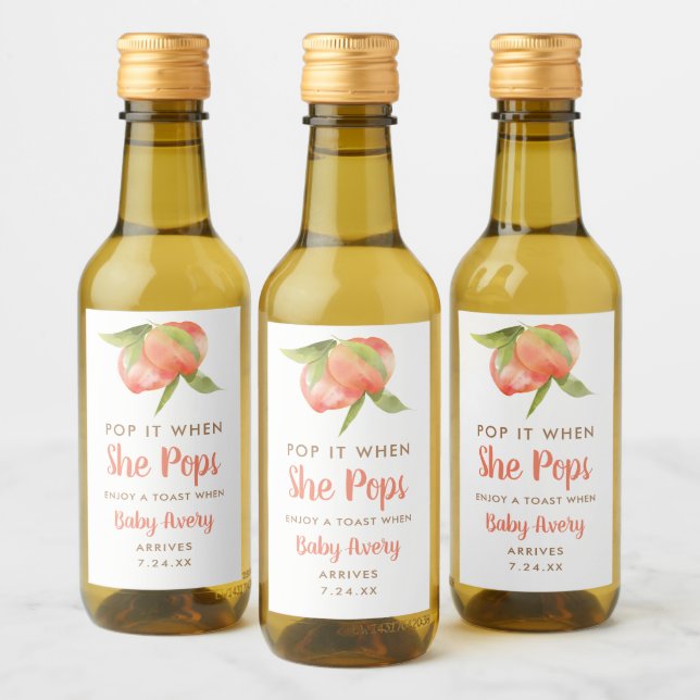 Pop es, wenn sie kleine Pfirsichdusche Pop Weinetikett (Flaschen)
