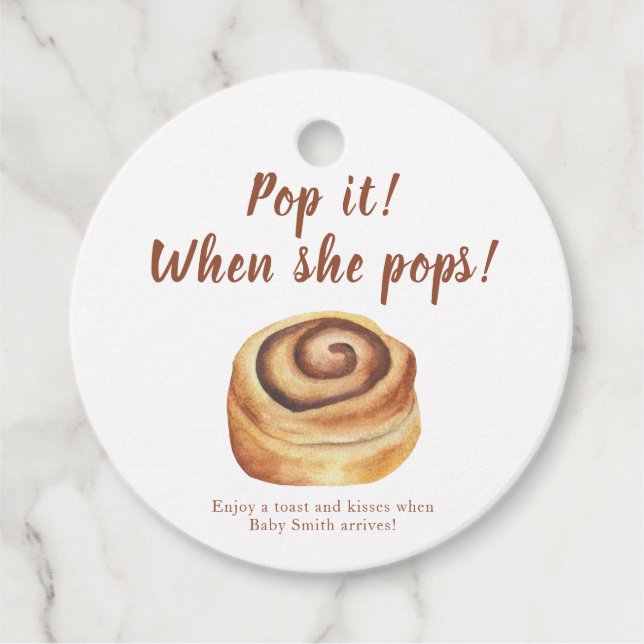 Pop es, wenn sie Pop! Aquarellbrunnen Babydusche Geschenkanhänger (Vorderseite)