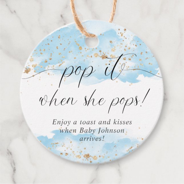 Pop es, wenn sie Pop Aquarellgold weiß Geschenkanhänger (Vorderseite)