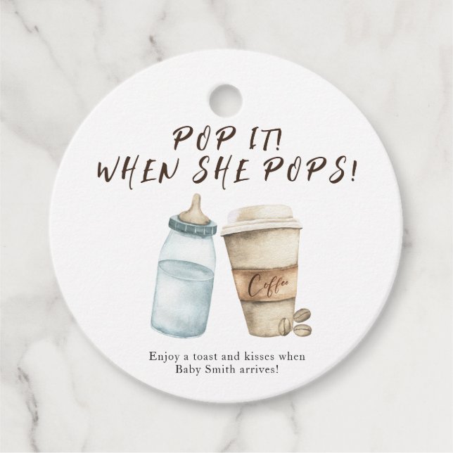 Pop es, wenn sie Pop! Baby braut Babydusche Geschenkanhänger (Vorderseite)