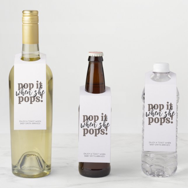 Pop es, wenn sie Pop Baby Dusche Gefallen Flaschenanhänger (Beispiel)