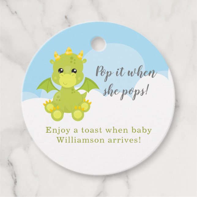 Pop es, wenn sie Pop Boy Dragon Baby Dusche Geschenkanhänger (Vorderseite)