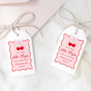 Pop es, wenn sie Pop Cherry auf Top Baby Dusche. Geschenkanhänger