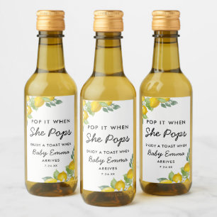 Pop es, wenn sie Pop Citrus Lemon Baby Dusche Weinetikett