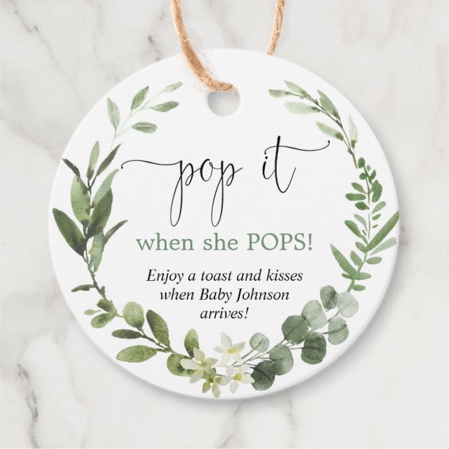 Pop es, wenn sie Pop Eukalyptus Baby Dusche Geschenkanhänger (Vorderseite)
