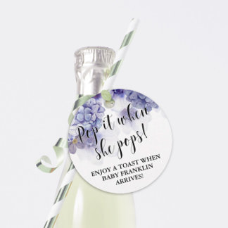 Pop es, wenn sie Pop Lila Floral Baby Dusche Geschenkanhänger