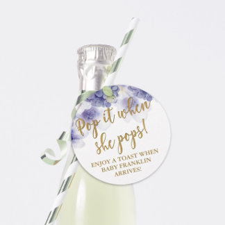 Pop es, wenn sie Pop Lila Floral Baby Dusche Geschenkanhänger