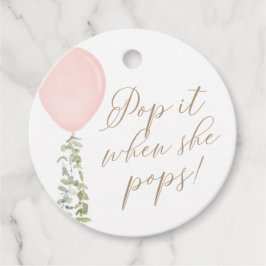 Pop es, wenn sie Pop Pink Balloon Baby Dusche Geschenkanhänger
