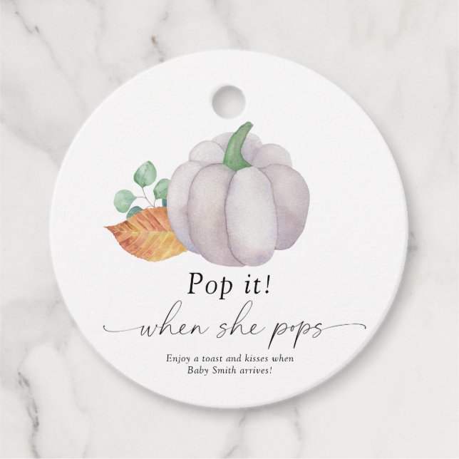 Pop es, wenn sie Pop - Weißer Kürbis - Geschenkanhänger (Vorderseite)