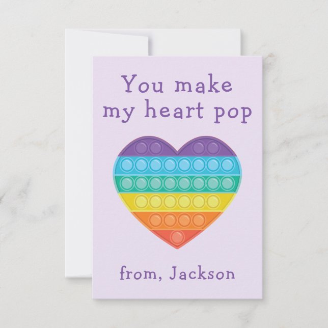Pop fidget classe valentine lavendar carte de note (Devant)