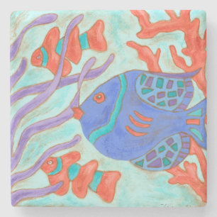 Pop-Fische Steinuntersetzer