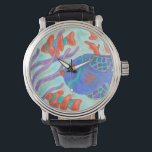 Pop Fish Armbanduhr<br><div class="desc">Schwimmen Sie unter dem Meer mit diesem schönen,  mit Wasser gefärbten Fisch. Dieses Gemälde von Nancy Slocum erfasst das wunderschöne Wasserleben unter Wasser. Es fängt die bunten Fische mit einem wilden Seetang ein,  während sie schnell durchschwimmen. Holen Sie sich Ihre schönen Fische heute auf Ihrem nächsten Zazzle-Produkt.</div>