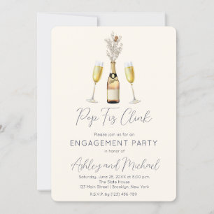 Pop Fiz Champagne Engagement Party Invitation