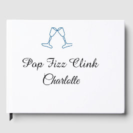 Pop fizz clink blue champagne bottle new year gästebuch