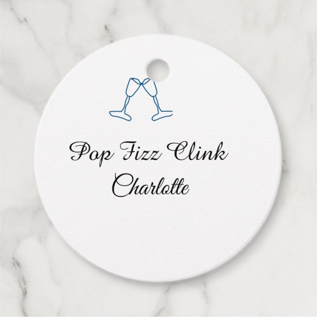 Pop fizz clink blue champagne bottle new year geschenkanhänger (Vorderseite)