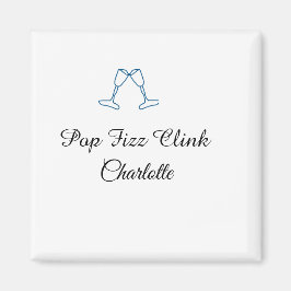 Pop fizz clink blue champagne bottle new year magnet