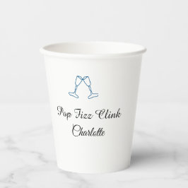 Pop fizz clink blue champagne bottle new year pappbecher