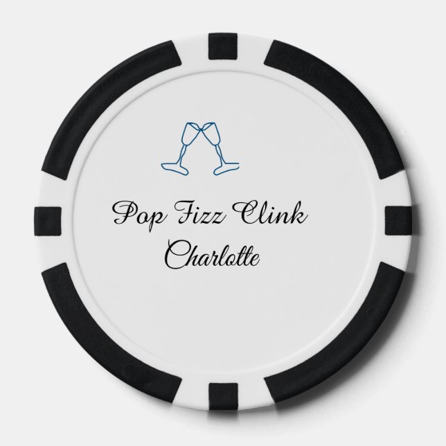 Pop fizz clink blue champagne bottle new year pokerchips (Vorderseite)