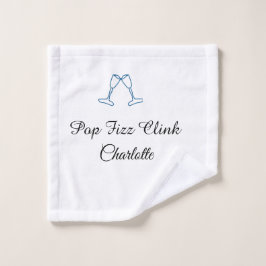 Pop fizz clink blue champagne bottle new year waschlappen
