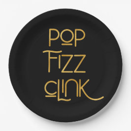 Pop Fizz Clink Elegante Typografie Geburtstag Pappteller