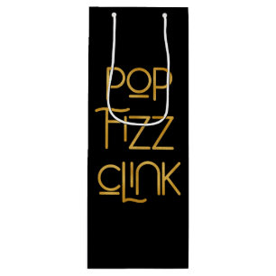 Pop Fizz Clink Elegante Typografie Geschenktüte Für Weinflaschen