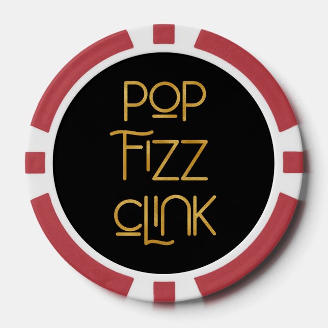 Pop Fizz Clink Elegante Typografie Pokerchips (Vorderseite)