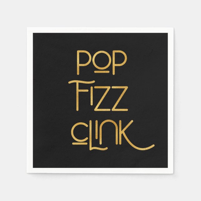 Pop Fizz Clink Elegante Typografie Serviette (Vorderseite)