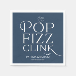 Pop Fizz Clink Engagement Party Blau Serviette