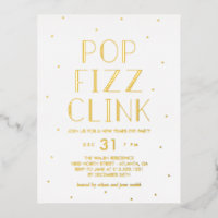 Pop Fizz Clink Foil Holiday Party Postkarte