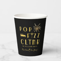 Pop Fizz Clink Gold-Typografie Modernes Silvester
