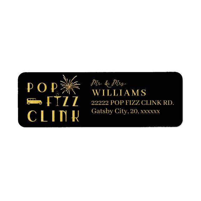 Pop Fizz Clink Gold Typografie Silvester (Vorne)