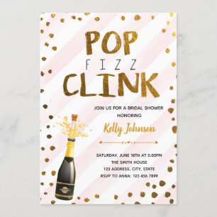 Pop fizz clink invitation à la fête rose