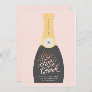 Pop Fizz Clink  Invitation de la fête du Nouvel An
